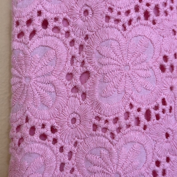 Vintage Lilly Pulitzer | Pink Cotton Daisy Embroidered Eyelet Pants Trousers 10 - Picture 8 of 15
